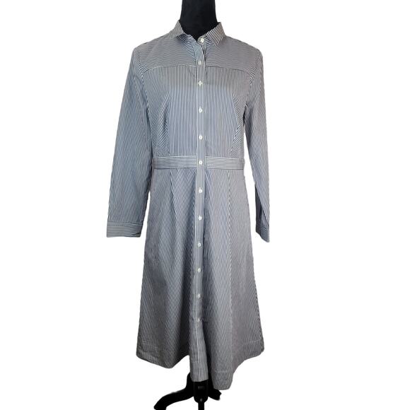 J.CREW Dresses & Skirts - J. Crew NWT Women's Long Sleeve Shirt Dress Blue/White Stripe Poplin Size 10